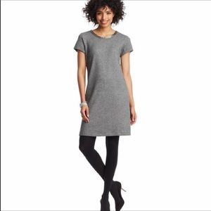 Loft short sleeve gray dress beaded neckline XS